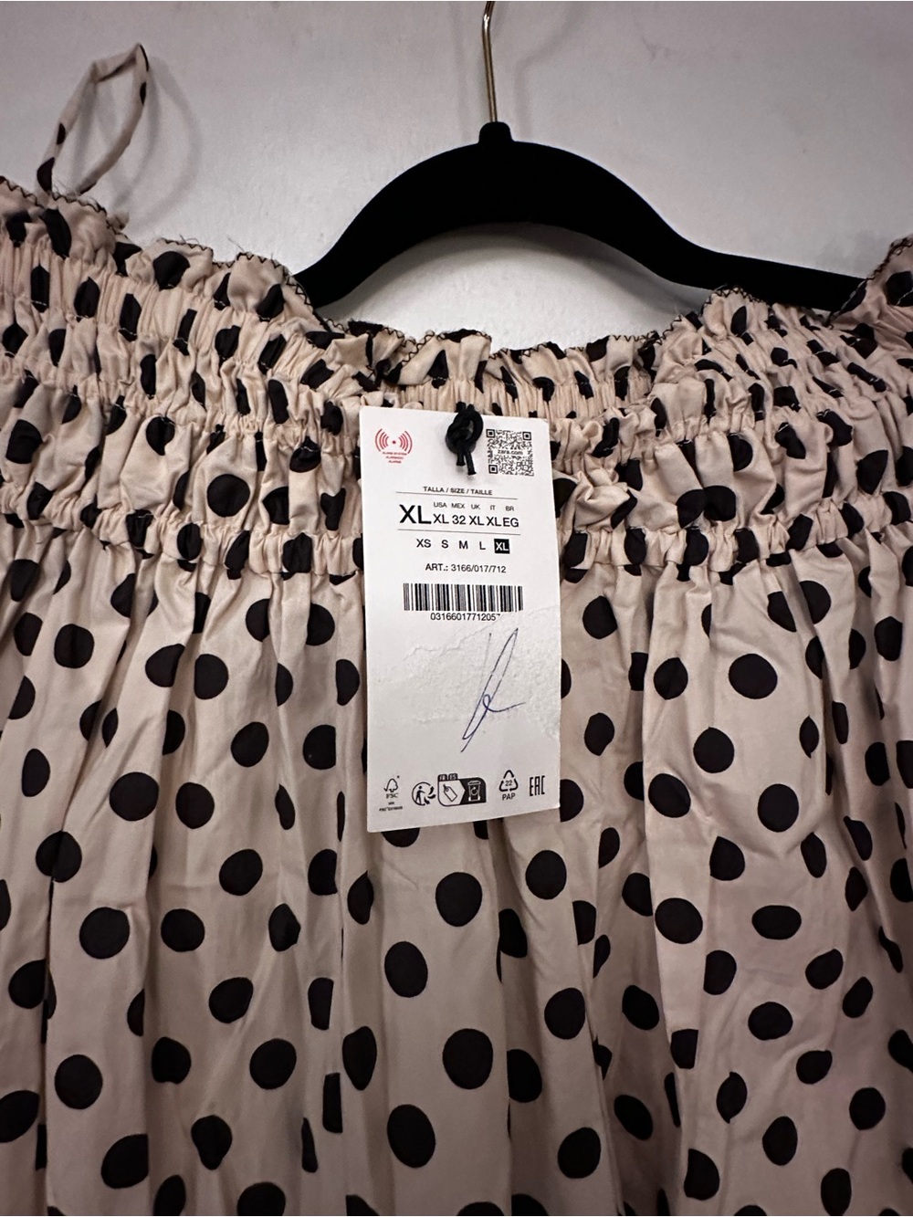 Zara Cream Polka Dot Maxi Skirt with Black Dots - Picture 2 of 3